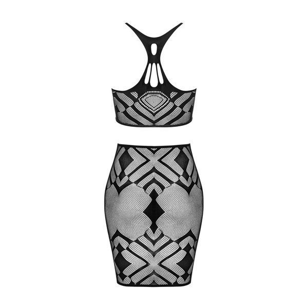 Еротичний напівпрозорий комплект Obsessive K101 top & skirt S/M/L, топ, спідниця SO8191