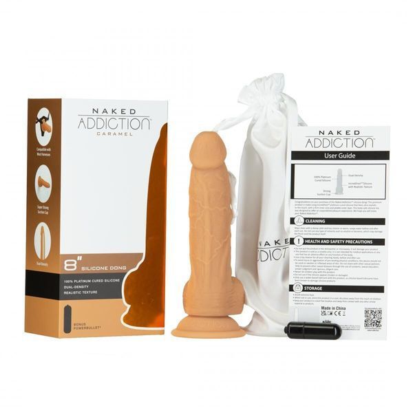 Фалоімітатор Naked Addiction - 8&Prime; Silicone Dual Density Dildo Vanilla, віброкуля в подарунок SX2236