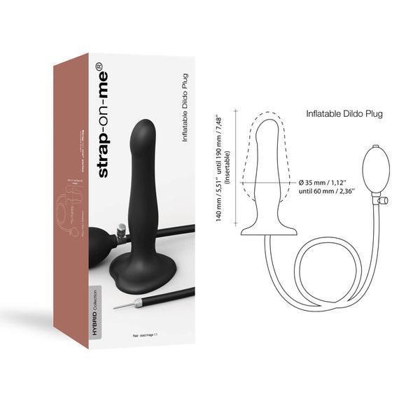 Надувний фалоімітатор Strap-On-Me INFLATABLE DILDO PLUG - NOIR, кулька всередині, діаметр до 6 см SO7383