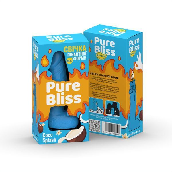 Ароматна свічка пікантної форми Pure Bliss Blue Coco Splash (Кокосове молоко) 18 см SX3040