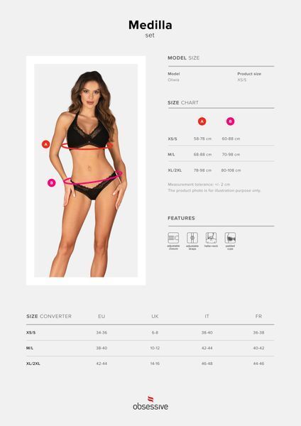 Комплект белья Obsessive Medilla 2-pcs set M/L SO9050