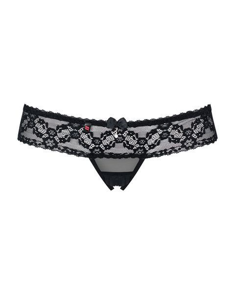 Кружевные танга с доступом Obsessive 837-THC-1 L/XL, черные SO7180