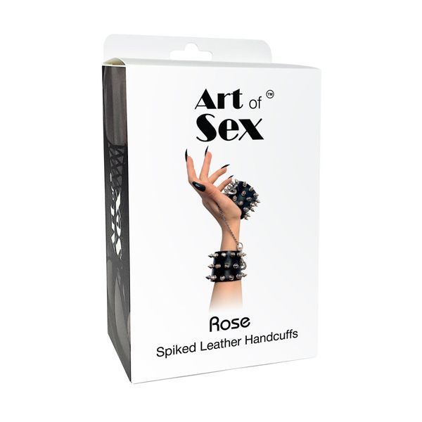 Наручники с шипами Art of Sex - Rose Spiked Leather Handcuffs, натуральная кожа SO7654