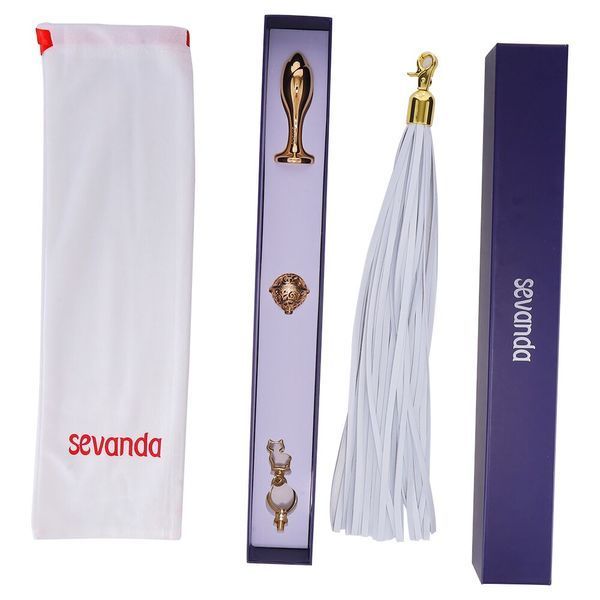 Металлическая анальная пробка Хвост пони LOCKINK SEVANDA White Pony-Tail Anal Rose-shape Plug SX0870