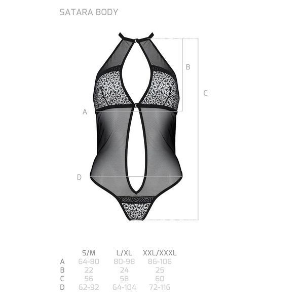 Сетчатое боди с кружевом на груди Passion SATARA BODY XXL/XXXL red SO8474