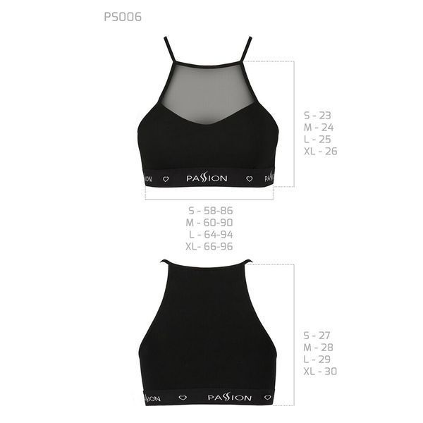 Спортивний топ з прозорою вставкою Passion PS006 TOP XL, black SO4242