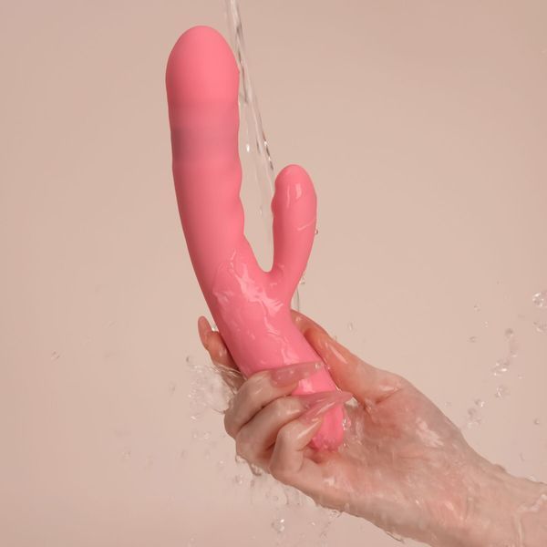 Вибратор-кролик Svakom Avery Strawberry Pink с двигающимся стволом, движение вперед-назад SX1279