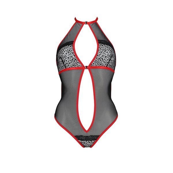 Сетчатое боди с кружевом на груди Passion SATARA BODY XXL/XXXL red SO8474