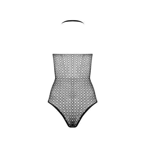 Бодістокінг з декольте Passion BS088 black, імітація корсетної шнурівки SO6382