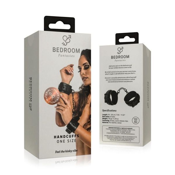 Наручники Bedroom Fantasies: Faux Leather Handcuffs One Size, черные SO8803