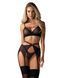 Комплект Obsessive Novenes 3-pcs set, XS/S, прозрачный лиф на косточках, стринги, пояс SX0616 фото 1