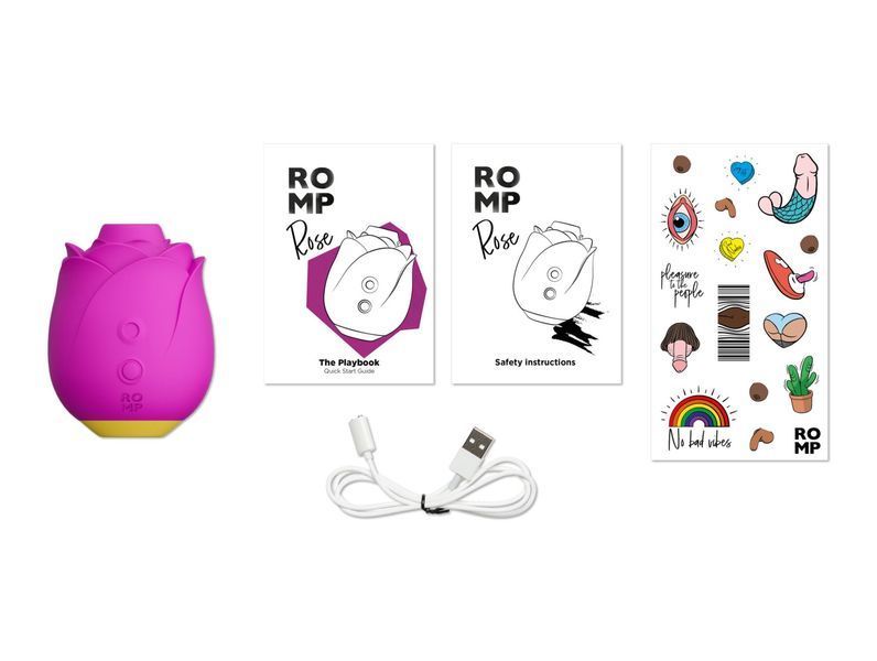 Шикарний вакуумний кліторальний стимулятор Romp Rose Pink, у вигляді троянди SO8738