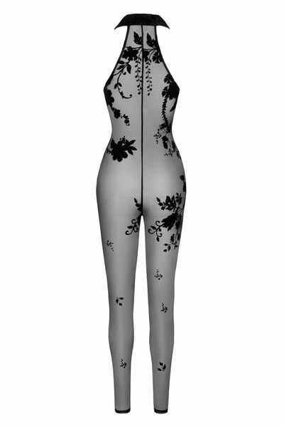Бодістокінг Noir Handmade F315 Ego, XL, black, прозорий, верх халтер, блискавка на все тіло SX0330
