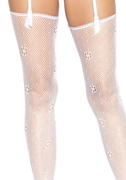 Панчохи Leg Avenue Daisy Dot Fishnet Stockings One Size White SX2745