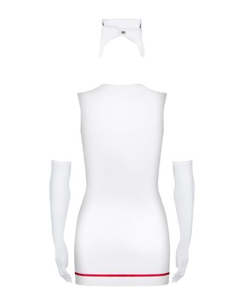 Еротичний костюм медсестри Obsessive Emergency dress S/M, white, сукня, стринги, рукавички, чепчик, стетоскоп SO7704