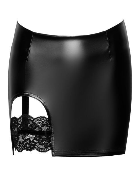 Мини-юбка с кружевной подвязкой Noir Handmade F345 Powerwetlook skirt with garter - S SX2136