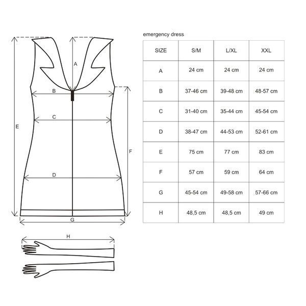 Еротичний костюм медсестри Obsessive Emergency dress S/M, white, сукня, стринги, рукавички, чепчик, стетоскоп SO7704