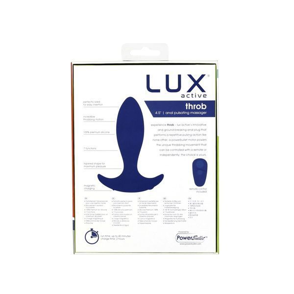 Анальная пробка с пульсацией Lux Active &ndash; Throb &ndash; 4.5" Anal Pulsating Massager, пульт ДУ SO5571