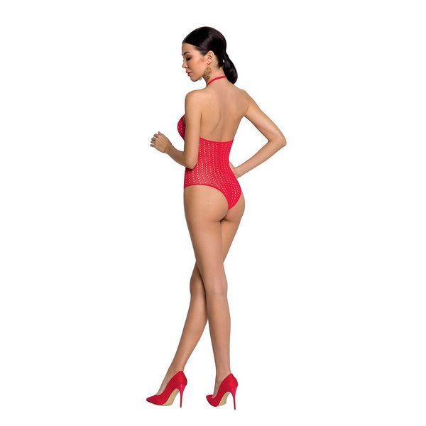 Бодистокинг с декольте Passion BS088 red, имитация корсетной шнуровки SO6383