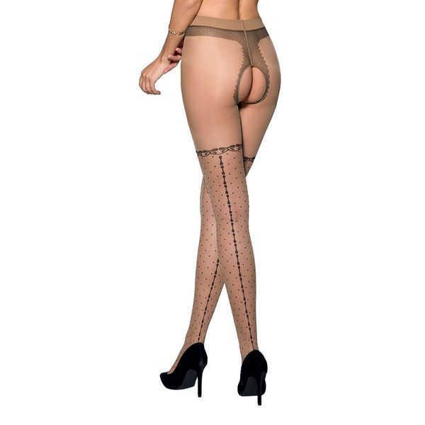 Телесные колготки с открытым доступом, имитация чулок Passion TIOPEN 014 3/4 (20 den), beige SO5820