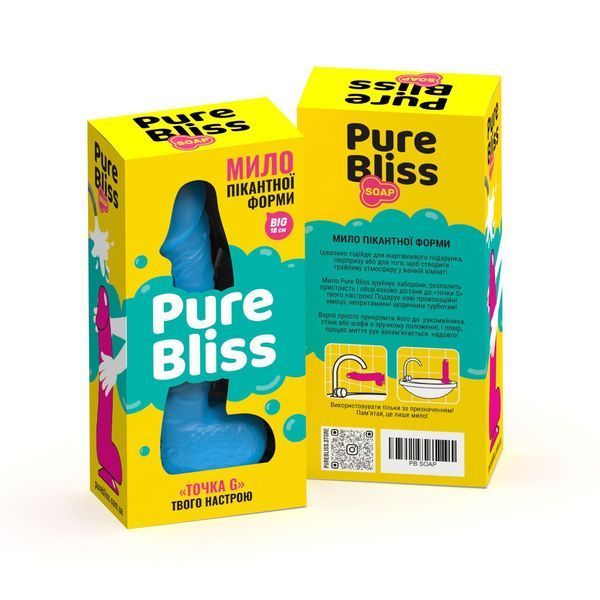 Мило у формі пеніса Pure Bliss BIG Blue, крафтове мило-член, натуральне SO6370