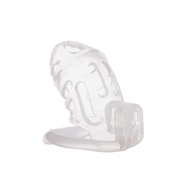 Клетка для пениса LOCKINK SEVANDA Plastic Penis Chastity Cage, прозрачная, 3 кольца разных размеров SX0871