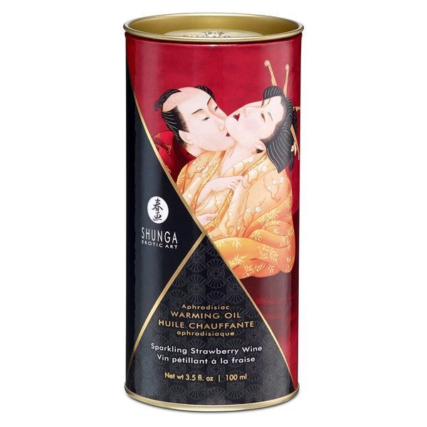 Разогревающее масло Shunga Aphrodisiac Warming Oil - Sparkling Strawberry Wine (100 мл) без сахара SO2497