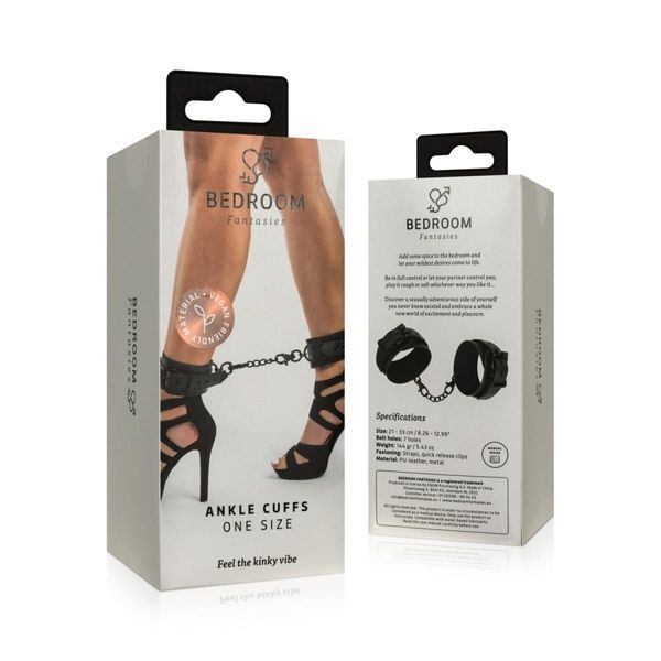Поножи Bedroom Fantasies: Faux Leather Ankle Cuffs, черные SO8804