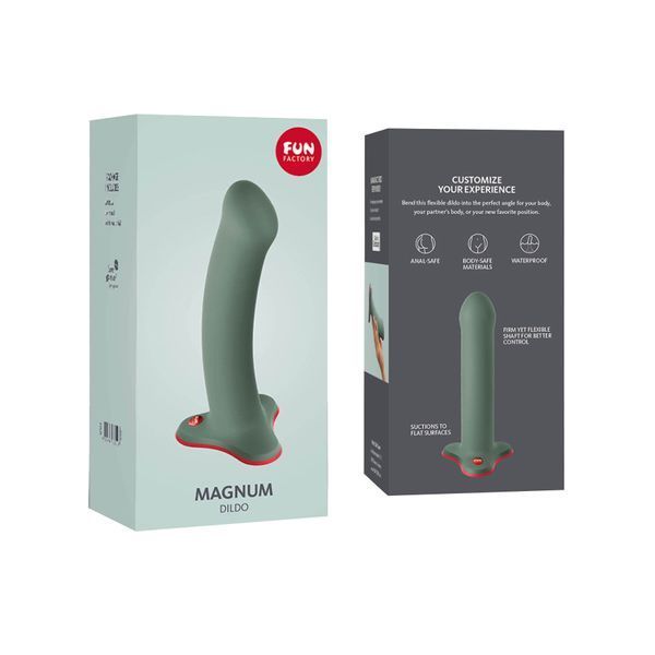 Фалоімітатор Fun Factory MAGNUM, оливковий, дуже гнучкий, довжина 18,3 см, діаметр 3,7 см SX0986