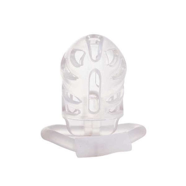 Клетка для пениса LOCKINK SEVANDA Plastic Penis Chastity Cage, прозрачная, 3 кольца разных размеров SX0871