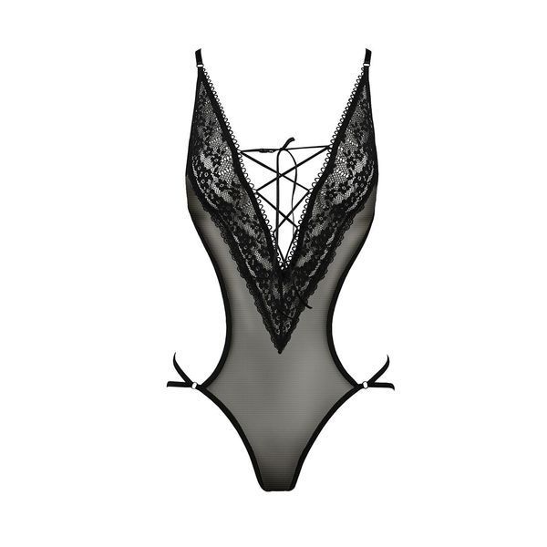Боди монокини с декольте Passion ERZA BODY L/XL, black PS26001