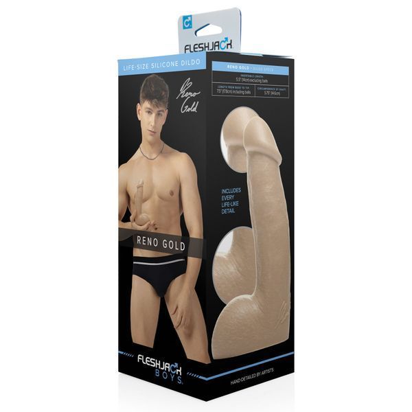 Фалоімітатор Fleshjack Boys: Reno Gold Dildo, за зліпком пеніса порноактора SO9582