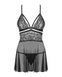 Эротический кружевной комплект с сеточкой Obsessive 838-BAB-1 babydoll & thong black S/M SO7181 фото 6