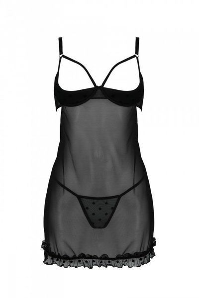 Еротичний пеньюар Passion MARINA CHEMISE, S/M, black SO9724