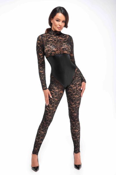 Комбинезон Noir Handmade F299 Enigma, S, кружево, длинный рукав, имитация корсета, доступ SX0231