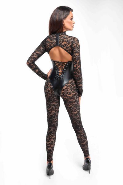 Комбинезон Noir Handmade F299 Enigma, S, кружево, длинный рукав, имитация корсета, доступ SX0231