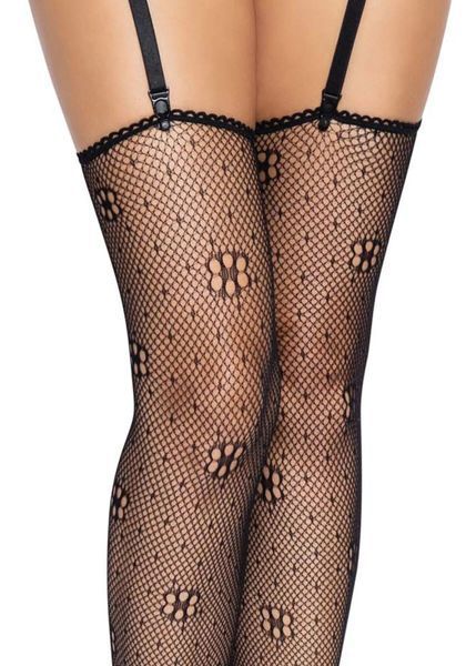 Чулки Leg Avenue Daisy Dot Fishnet Stockings One Size Black SX2746