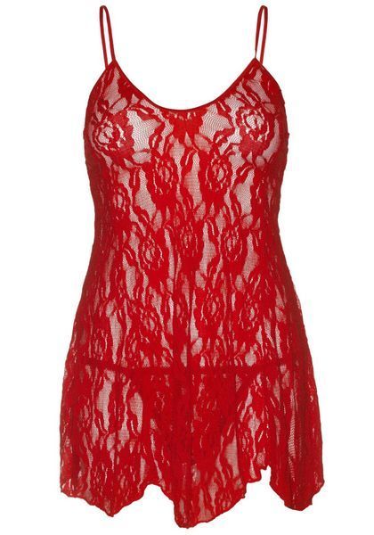 Сорочка бебі-дол Leg Avenue Rose Lace Flair Chemise Red, Queen Size SO9103