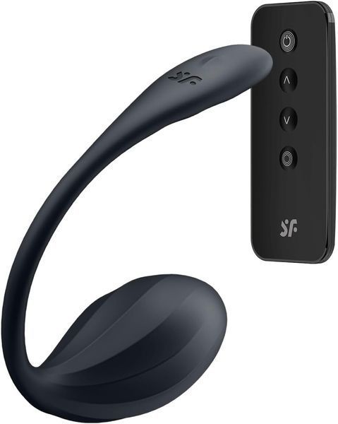 Смарт-віброяйце Satisfyer Ribbed Petal Connect App Black, керування зі смартфона, пульт ДК SX1221