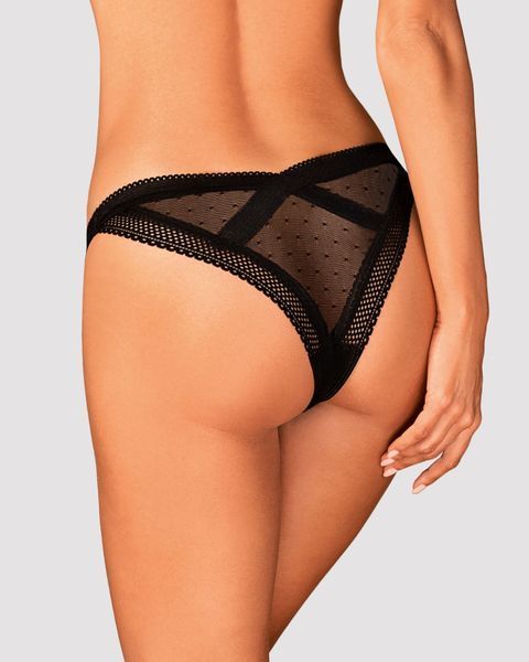 Кружевные трусики с заниженной талией Obsessive Estiqua panties XS/S, black SO7705