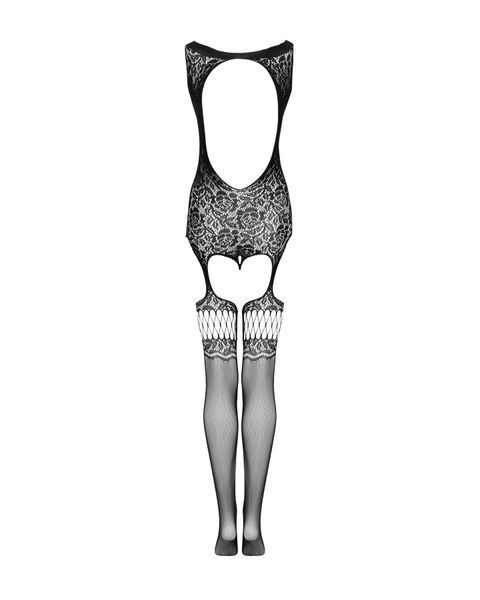 Бодістокінг Obsessive Bodystocking F236 S/Ml/L, глибоке декольте, імітація шнурівки SO7232