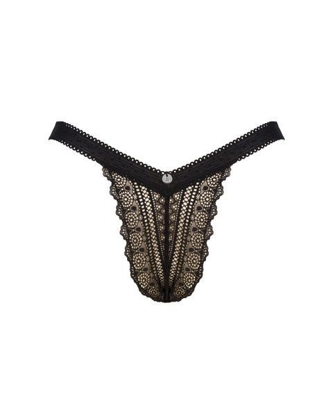 Кружевные трусики с заниженной талией Obsessive Estiqua panties XS/S, black SO7705