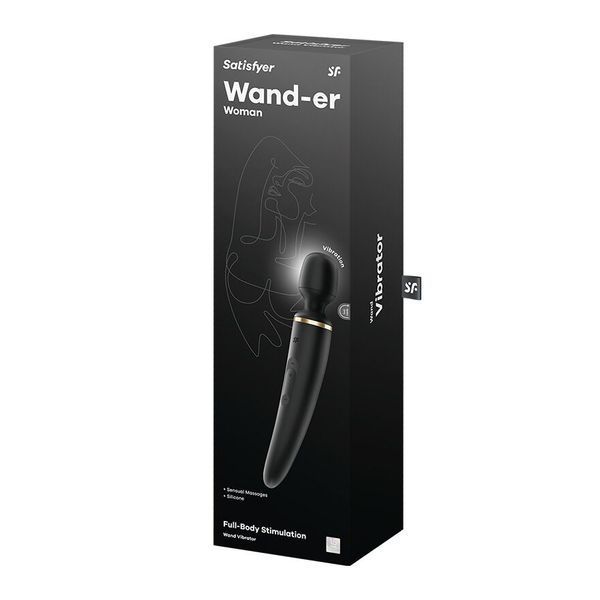 Вібромасажер Satisfyer Wand-er Woman (Black/Gold), водонепроникний, потужний, розмір XXL SO3456