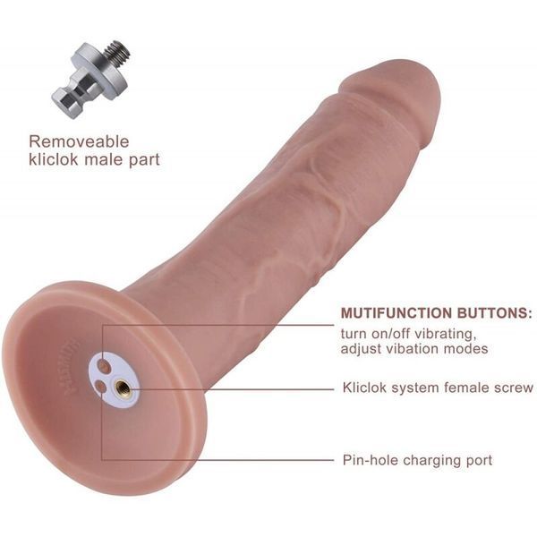 Фаллоимитатор 10.2&Prime; с вибрацией для секс-машин Hismith Silicone Dildo with Vibe, KlicLok, пульт ДУ SO6211