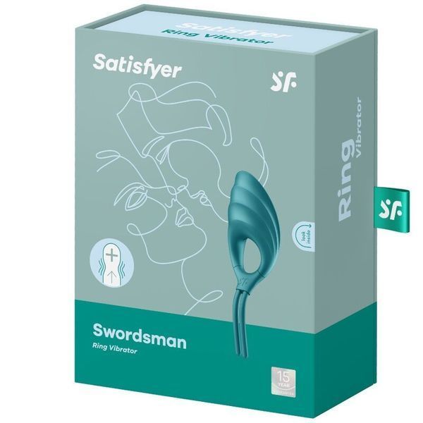Ерекційне віброкільце-ласо Satisfyer Swordsman Green, міцна фіксація, 10 режимів, потужний мотор SO6729