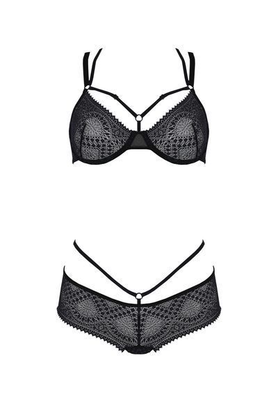 Комплект Passion DROSERA BIKINI black, S/M, бюстгальтер і трусики-кюлоти SX0468