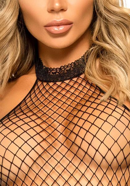 Еротичний сітчастий бодістокінг Leg Avenue Racer neck bodystocking Black SO9157