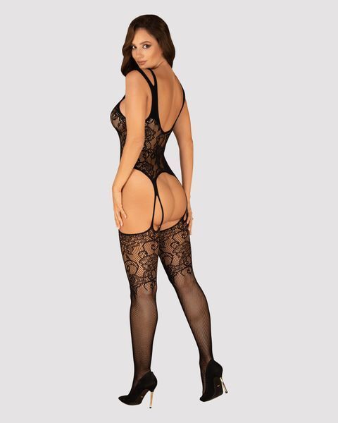 Бодистокинг Obsessive Bodystocking F237 S/M/L, растительное плетение, имитация чулок SO7233