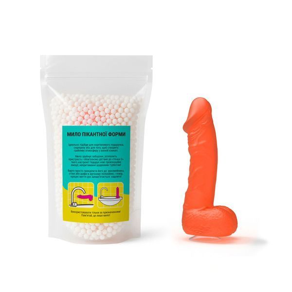 Мило у формі пеніса Чистий Кайф LARGE Orange, крафтове мило-член, натуральне SX2317