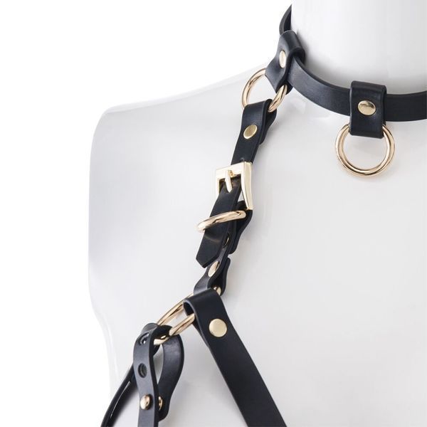 Портупея на грудь LOCKINK SEVANDA Queen Chest Harness with Removable Bra, чорна, зі знімними пестис SX0873